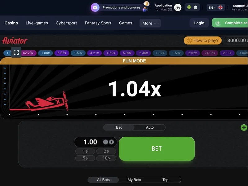 Gameplay do Aviator com multiplicador ao vivo, apostas e chat